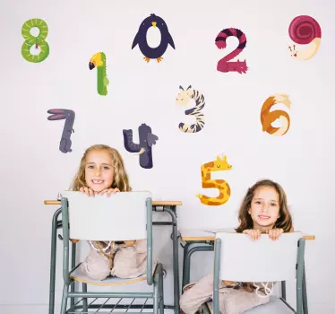 Vinilo educativo números con animales - TenVinilo