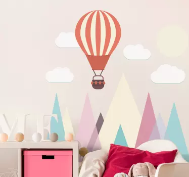 Vinilo habitación infantil paisaje geométrico minimalista - TenVinilo