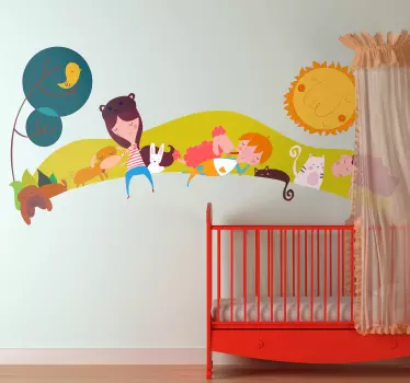 Vinilo infantil paisaje mascotas - TenVinilo
