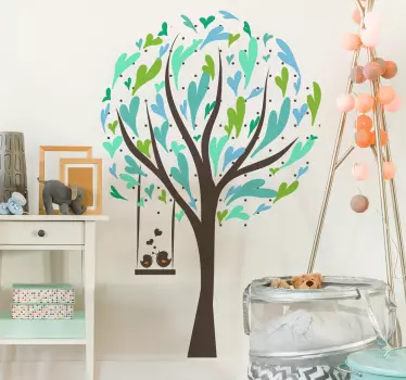 Vinilo infantil pájaros columpio - TenVinilo