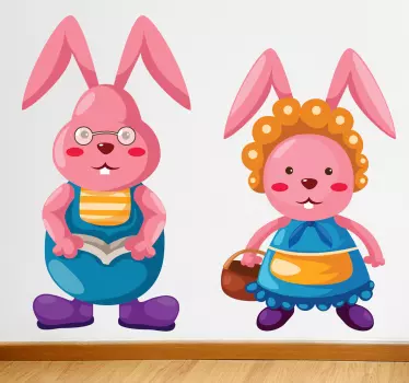 Vinilo infantil pareja de conejos - TenVinilo