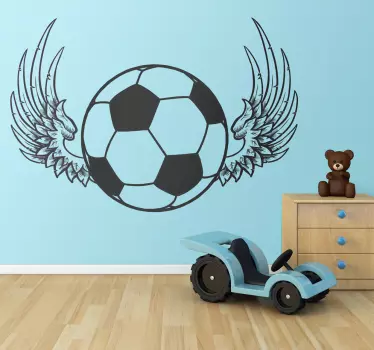 Vinilo infantil pelota fútbol alada - TenVinilo