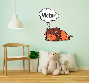 Vinilo infantil personalizable jabalí dormido - TenVinilo