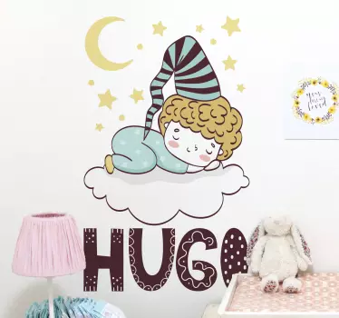 Vinilo infantil personalizable niño durmiendo - TenVinilo
