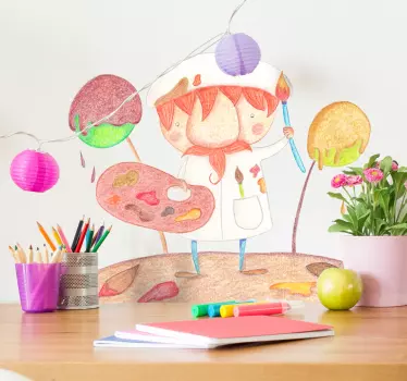 Vinilo infantil pintando el otoño - TenVinilo
