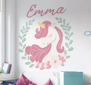 Vinilo cuento infantil princesa unicornio con nombre - TenVinilo