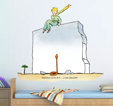 Vinilo infantil Principito escena muro - TenVinilo