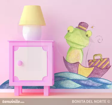 Vinilo infantil rana Ritita navegando - TenVinilo