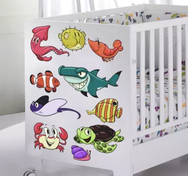 Vinilo infantil set peces de mar - TenVinilo
