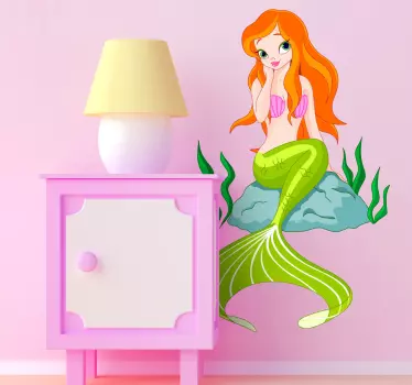 Vinilo infantil sirena sentada - TenVinilo