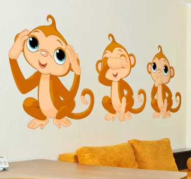 Vinilo infantil tres monos - TenVinilo