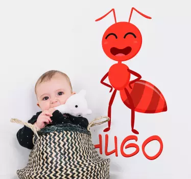 Vinilo habitación infantil hormiga con nombre - TenVinilo