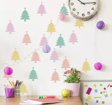 Pegatinas lámina árboles de navidad - TenVinilo