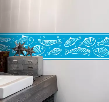 Vinilo lavabo cenefa de peces - TenVinilo
