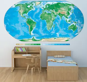 Vinilo mapa mundi físico - TenVinilo
