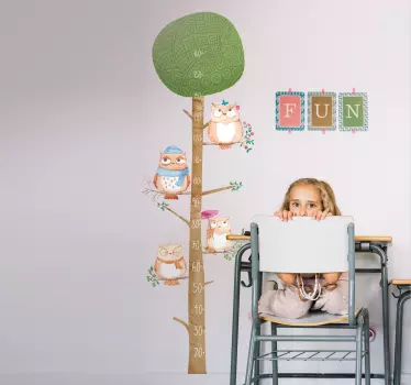 Vinilo medidor para niños búhos - TenVinilo