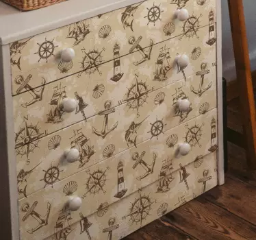 Vinilo mueble Objetos marinos - TenVinilo