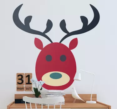 Vinilo navideño reno estilo infantil  - TenVinilo