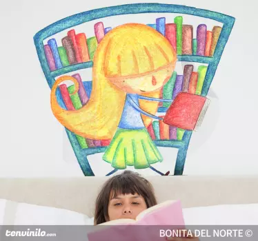 Vinilo niña en la librería - TenVinilo