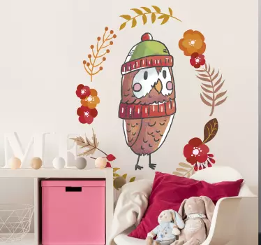 Vinilo habitación infantil búho otoño - TenVinilo