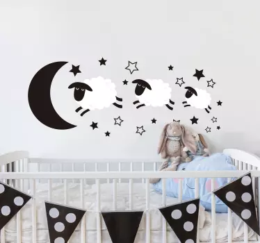 Vinilo para bebés de estrellas y ovejas para contar  - TenVinilo