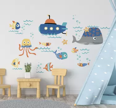 Vinilo infantil motivos vida submarina - TenVinilo