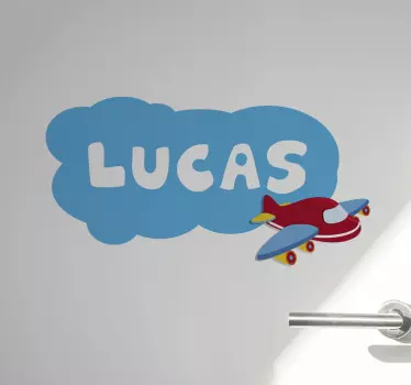 Vinilo para bebés para puerta avión con nombre - TenVinilo