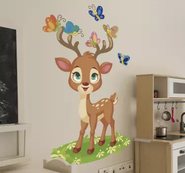 Vinilo para habitación infantil de dibujo de ciervo - TenVinilo