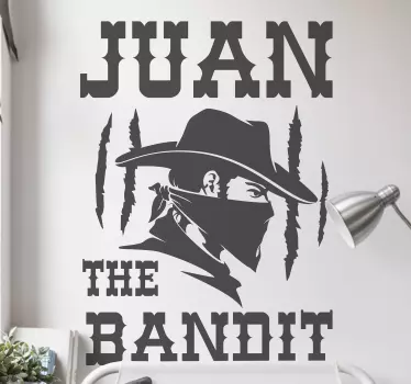 Vinilo para niños cowboy bandido con nombre - TenVinilo