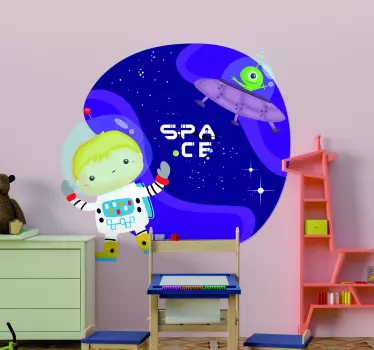Vinilo para niños espacio con astronauta - TenVinilo