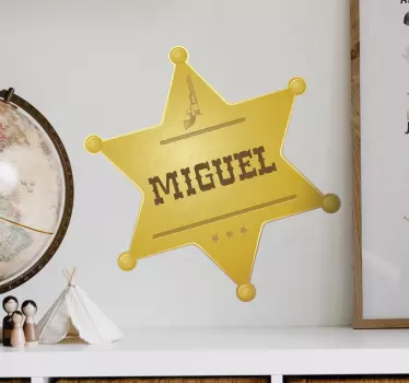 Vinilo para niños estrella sheriff con nombre - TenVinilo