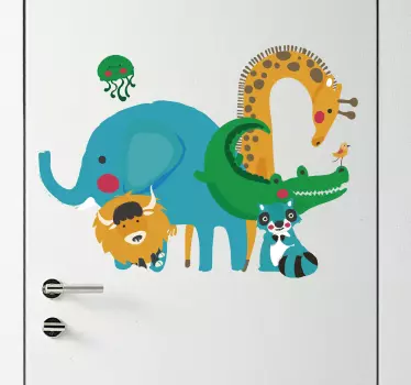Vinilo adhesivo para puerta animales de la selva - TenVinilo