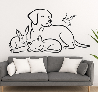 Vinilo para salón pegatina de pared de mascotas - TenVinilo
