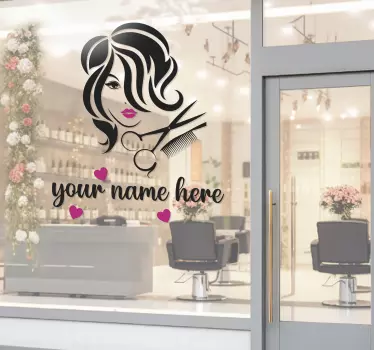 Vinilo vidriera salón de belleza peluquería personalizable - TenVinilo