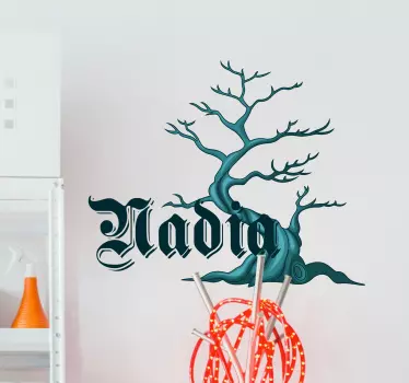 Vinilo habitación juvenil árbol encantado con nombre - TenVinilo