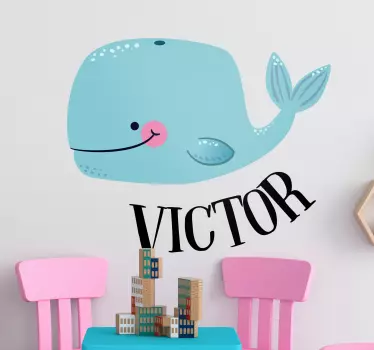 Vinilo pared ballena nórdica con nombre - TenVinilo