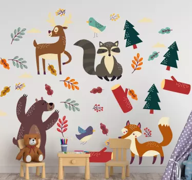 Vinilo pared de animales estilo nórdico - TenVinilo