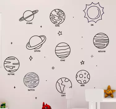 Vinilo pared de los planetas sistema solar - TenVinilo