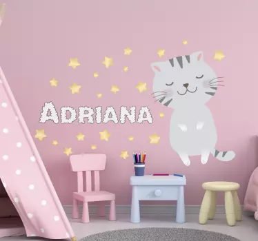 Vinilo decorativo de la pared del gatito del estilo del norte - TenVinilo