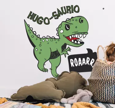 Vinilo habitación infantil dinosaurio con nombre saurus - TenVinilo