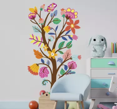 Vinilo decorativo  de árbol de primavera con flores - TenVinilo