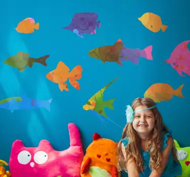 Vinilo habitación infantil peces de colores - TenVinilo