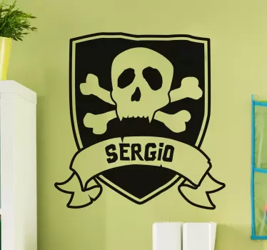 Vinilo personalizable escudo pirata - TenVinilo