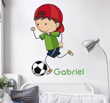 Vinilo infantil personalizable niño balón - TenVinilo