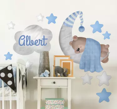 Vinilo decorativo infantil personalizable oso cielo - TenVinilo