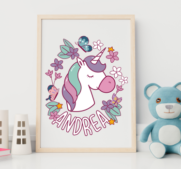 Vinilo infantil personalizable de unicornio - TenVinilo