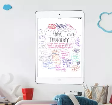 Vinilo para pared living pizarra ipad air blanco - TenVinilo