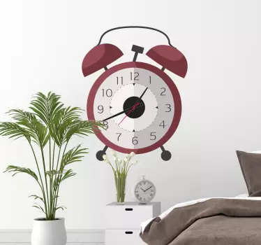 Reloj adhesivo pared despertador clásico - TenVinilo