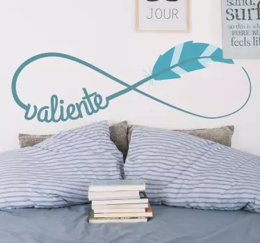 Vinilo pared símbolo infinito texto valiente - TenVinilo