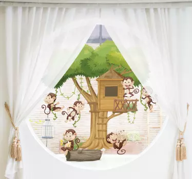Vinilo decorativo infantil de monos de selva - TenVinilo